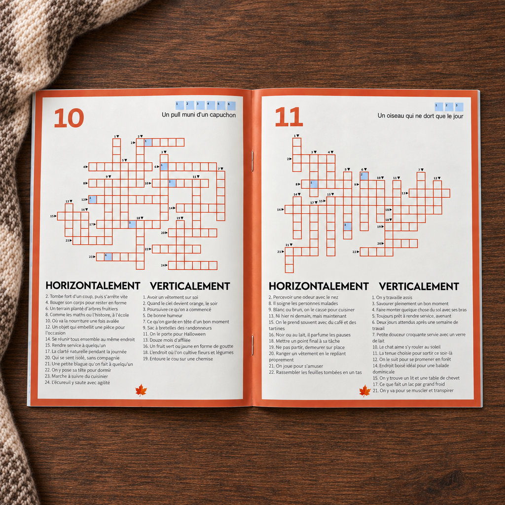 Cahier de mots croisés anglais Krumble édition Automne inclus dans le Pack Découverte